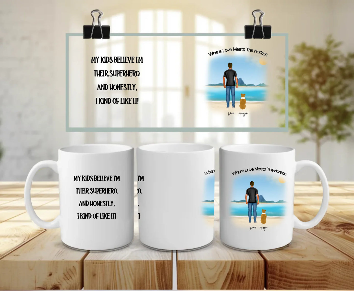 Front and back view of Single Dad Edition family mug