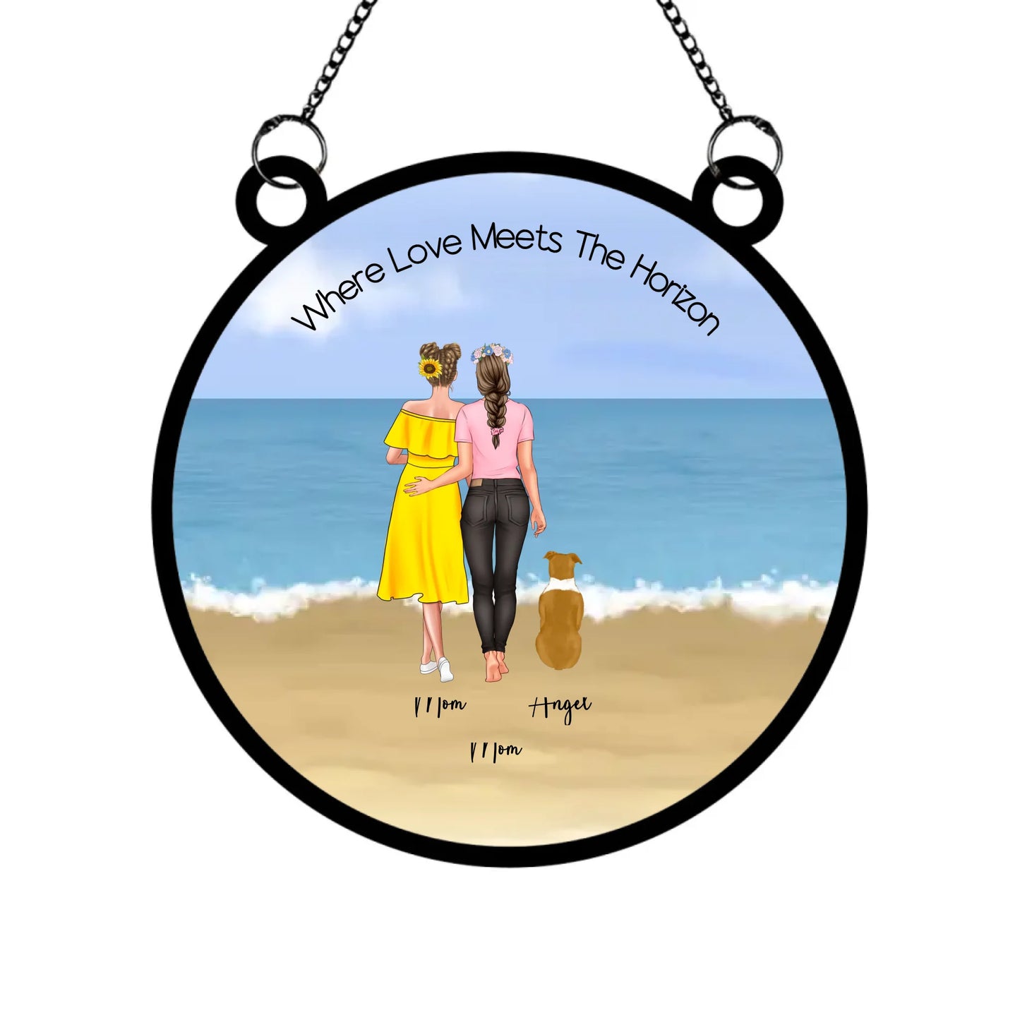 Close-up of Her & Her Edition personalised suncatcher
