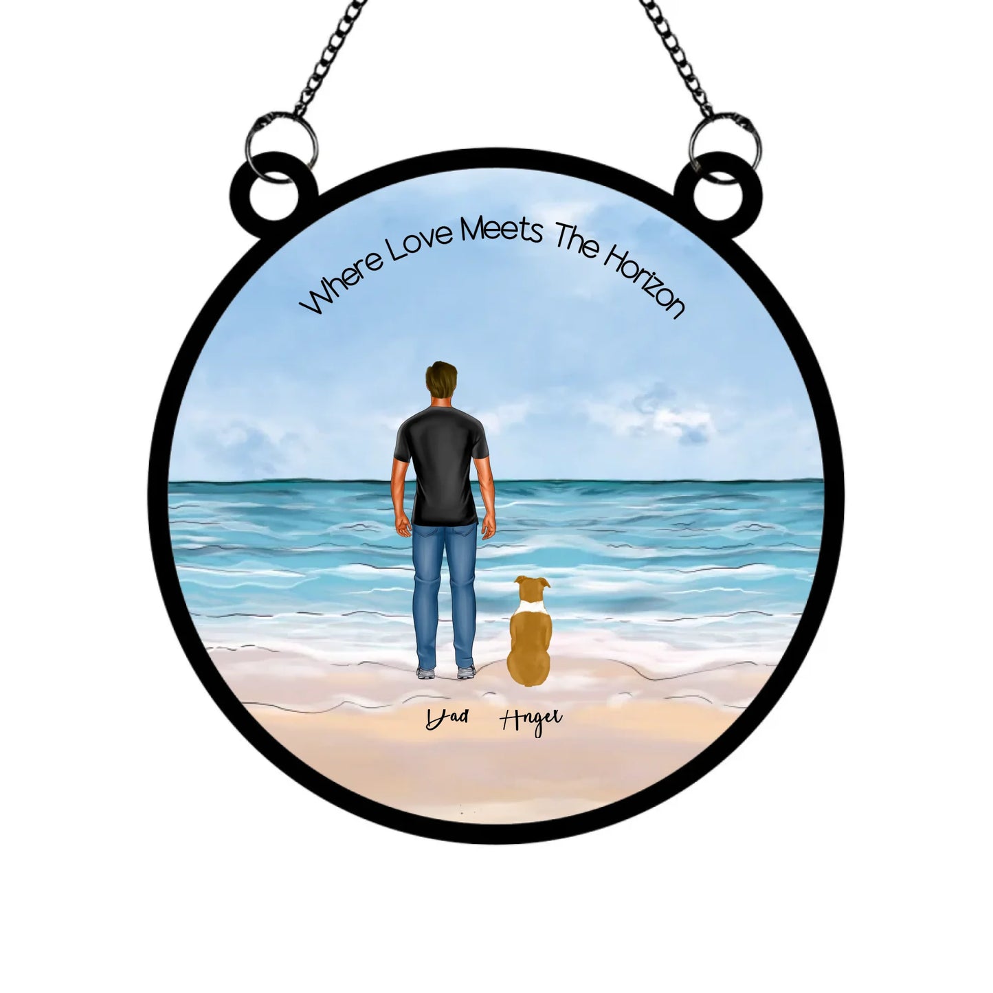 Close-up of Single Dad Edition personalised suncatcher