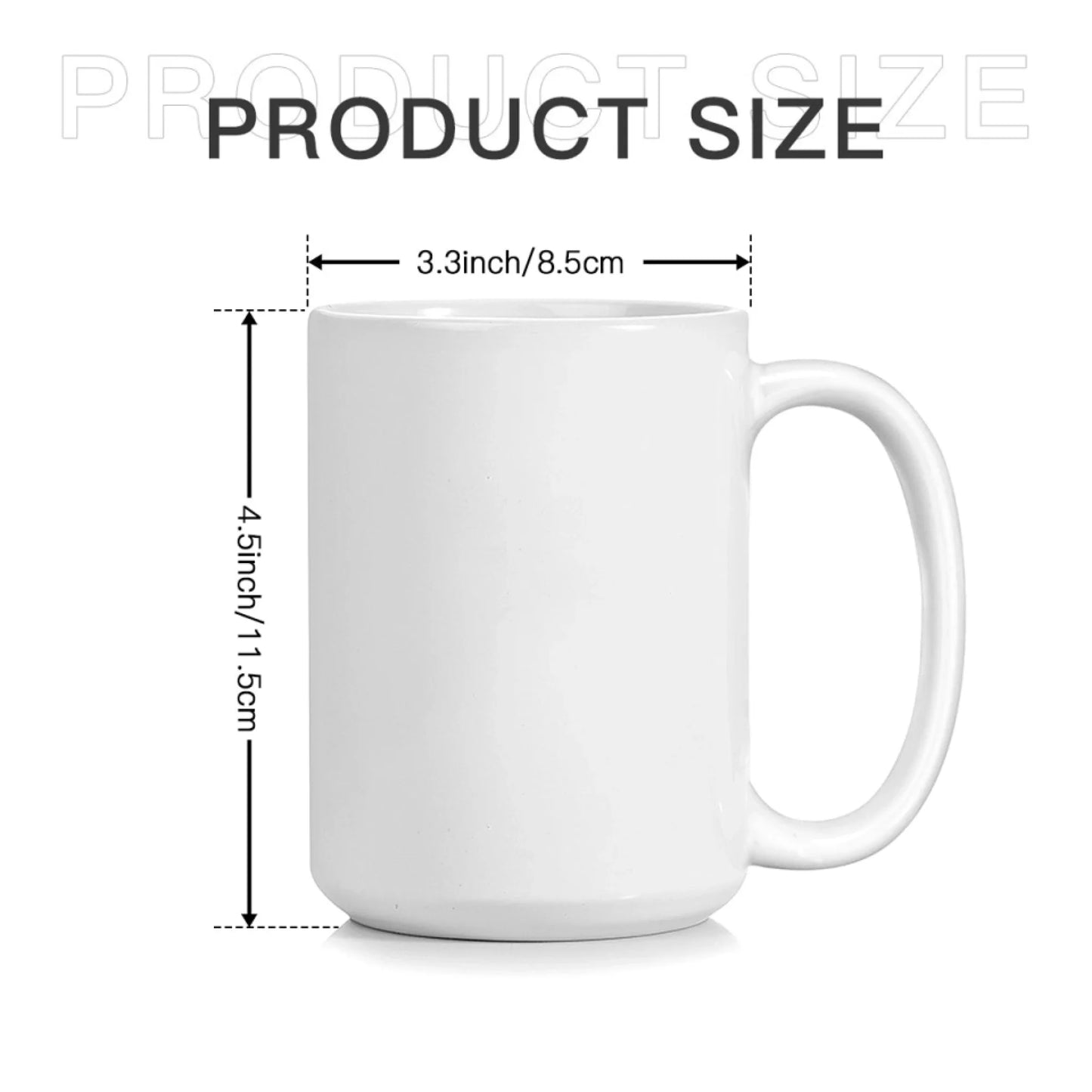 Size guide for 15oz classic dog mug