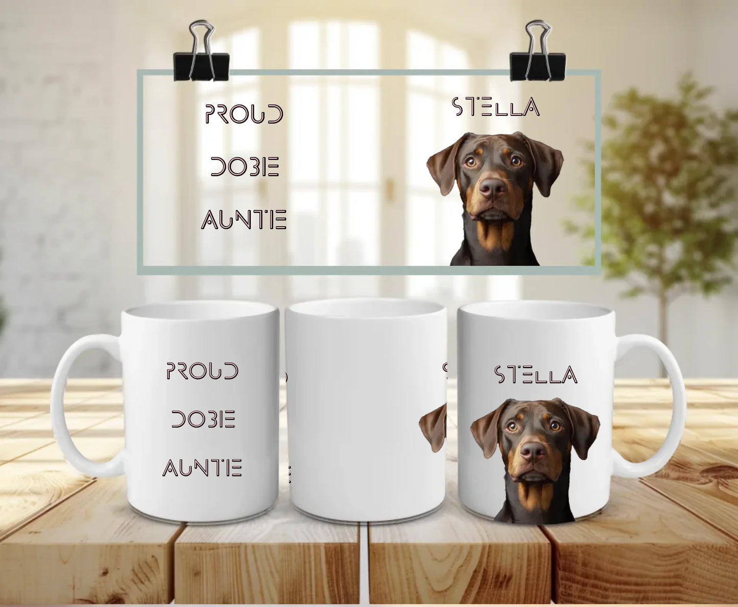 Front & Back 11oz: Personalised Dog Auntie Mug – Full Front and Back View 11oz Custom Gift