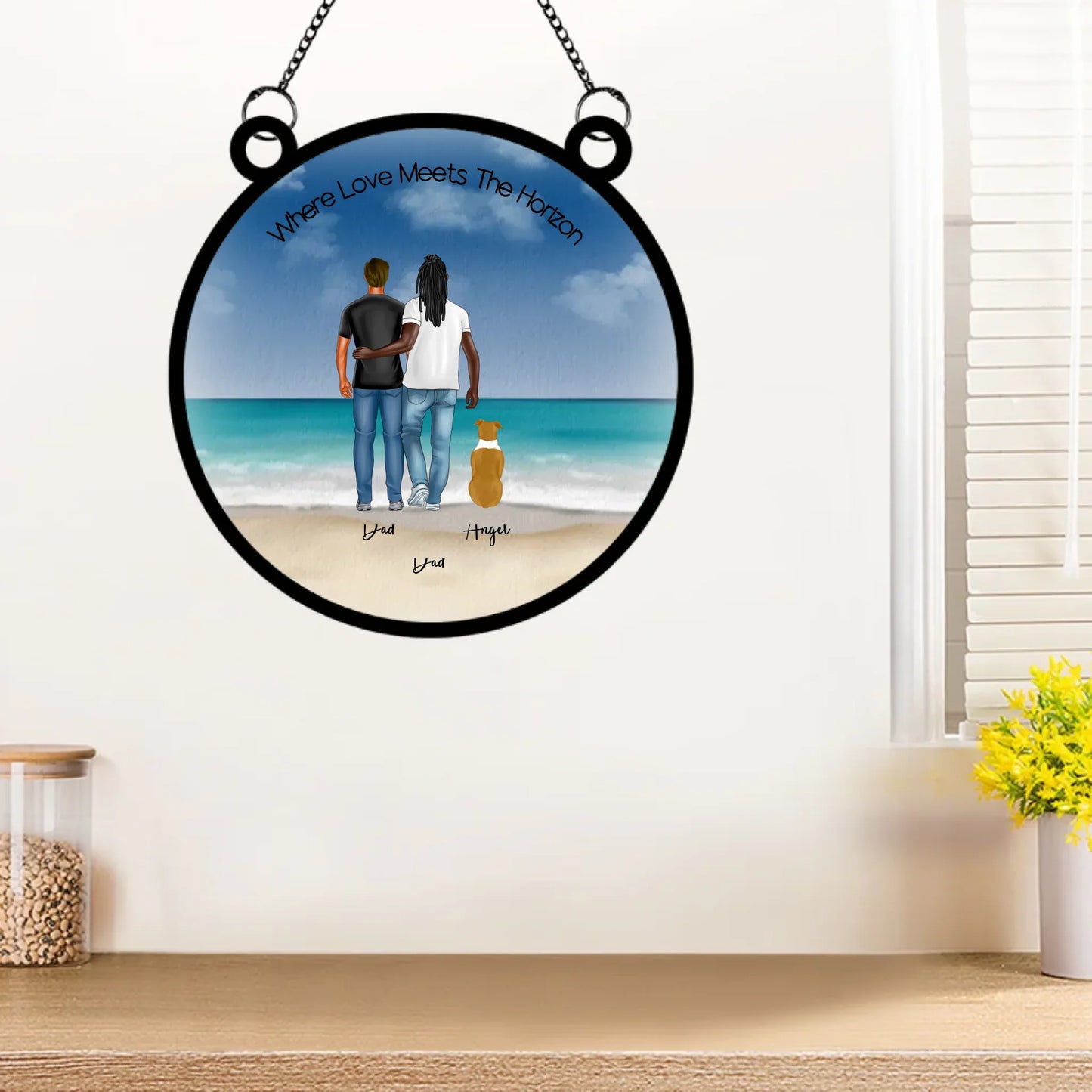 Front: Personalised Family Suncatcher – Front View Him & Him Edition