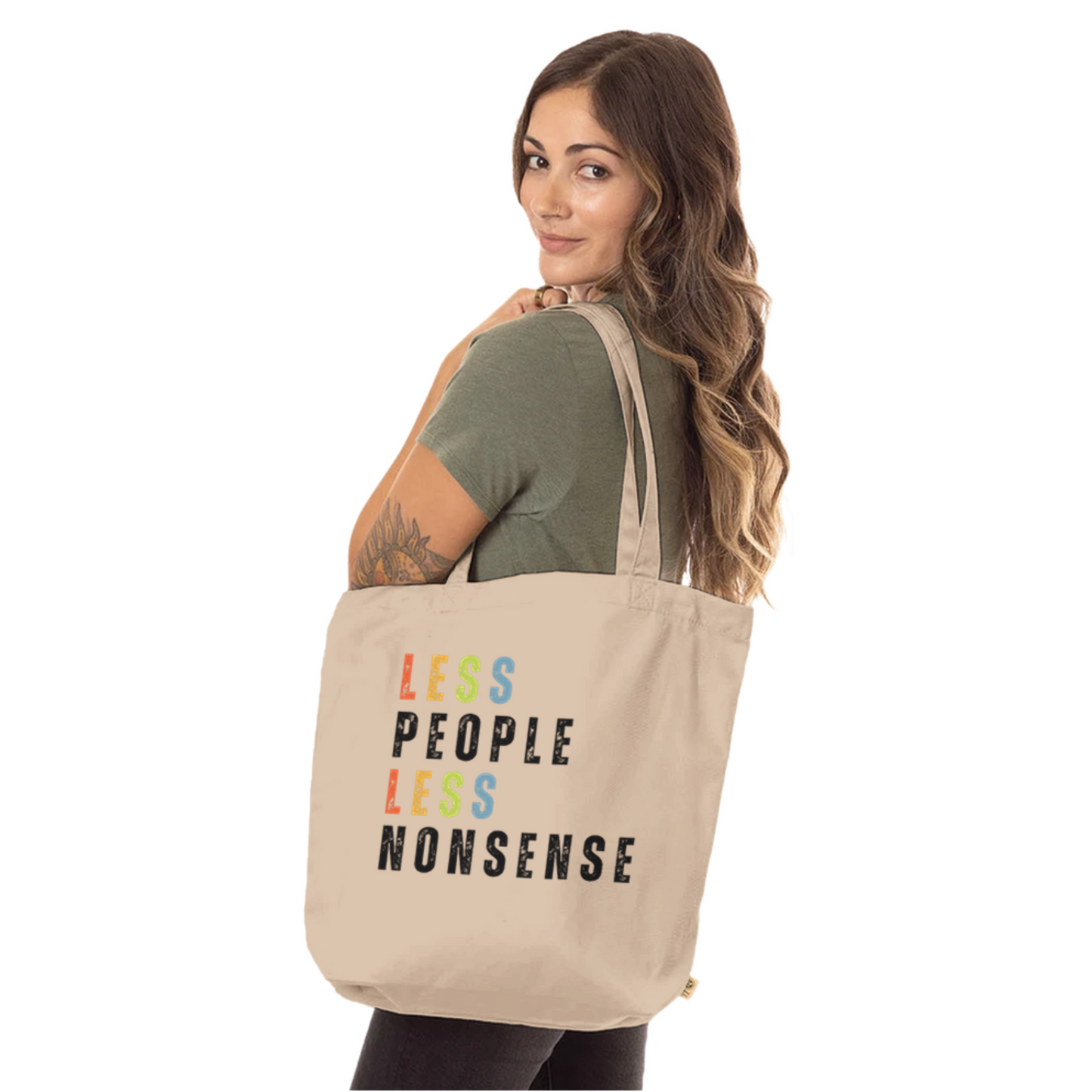 LESS PEOPLE LESS NONESENSE Organic Tote Bag | Unique & Fun Gift For Dog Lovers