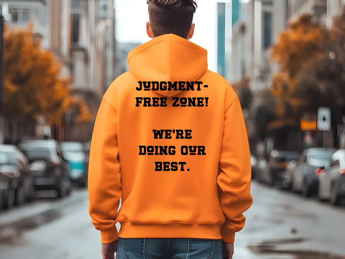 Orange Gildan 18500 Men Hoodie Mockup 9