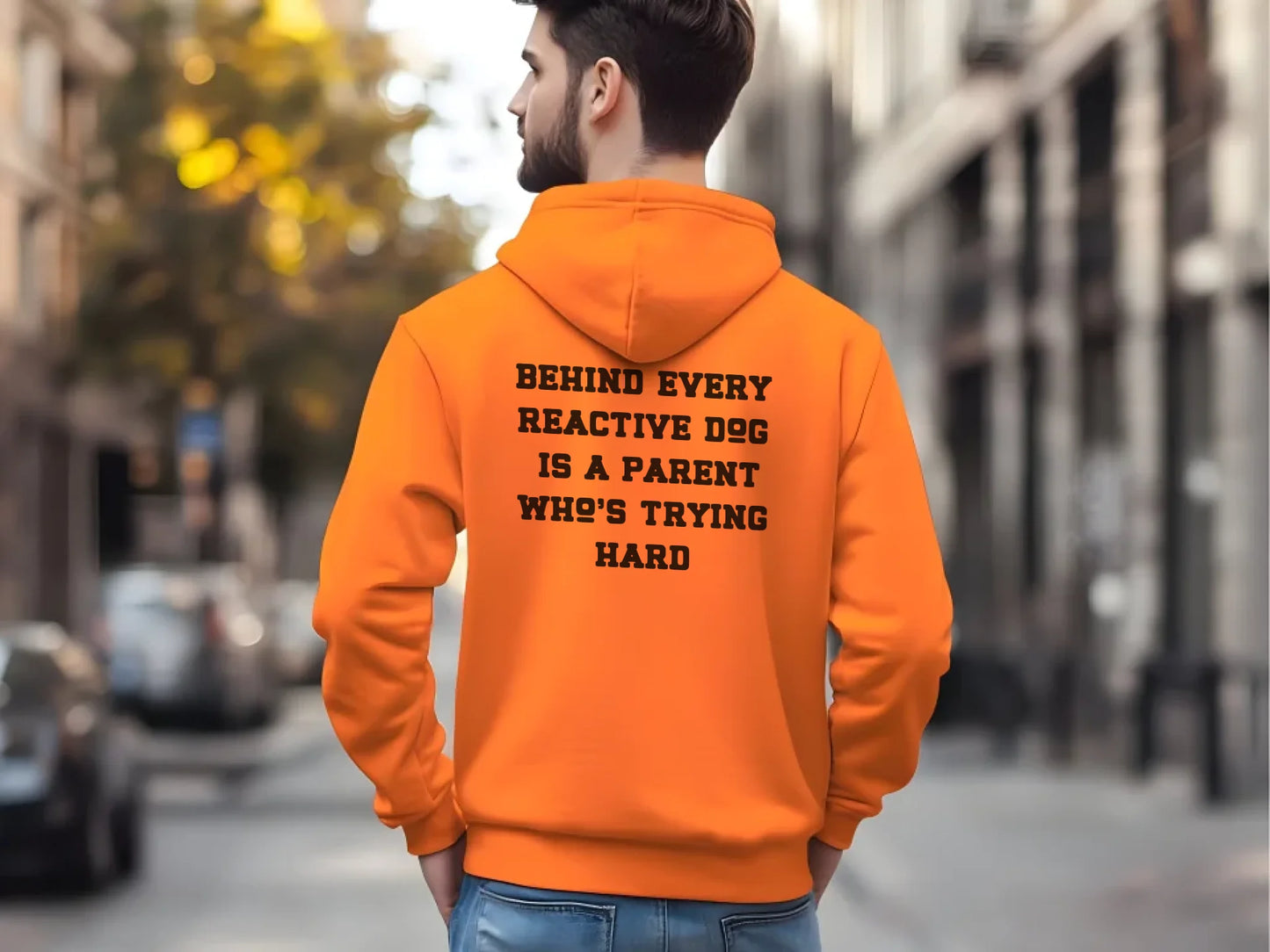 Orange Gildan 18500 Men Hoodie Mockup 8