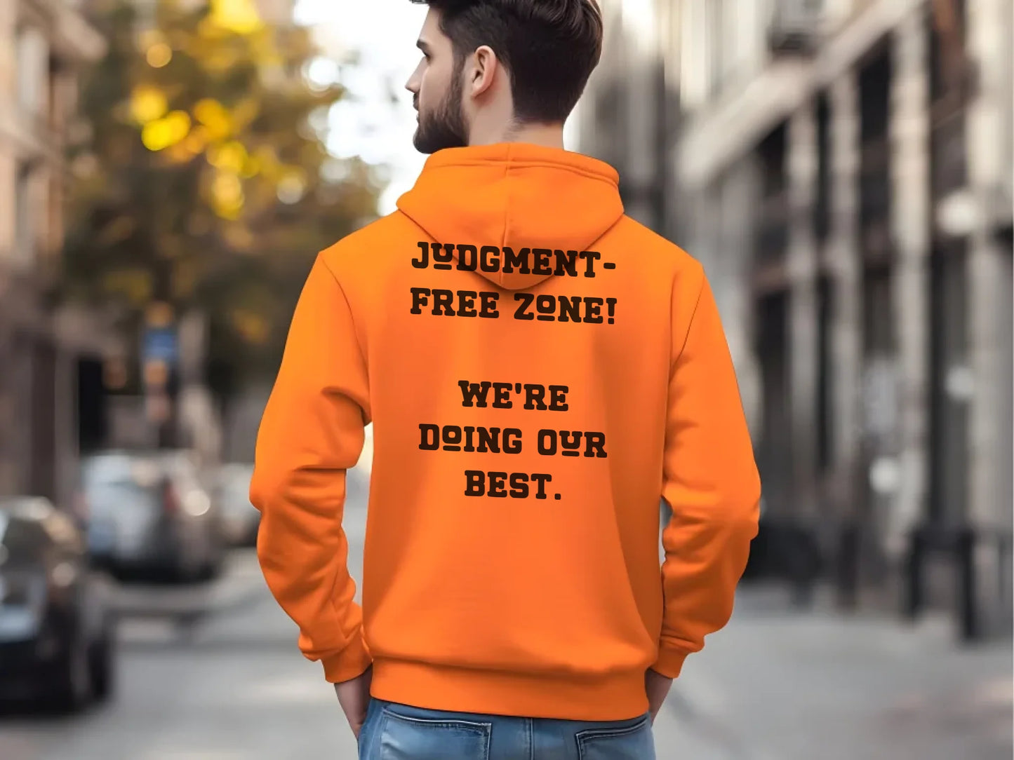 Orange Gildan 18500 Men Hoodie Mockup 8