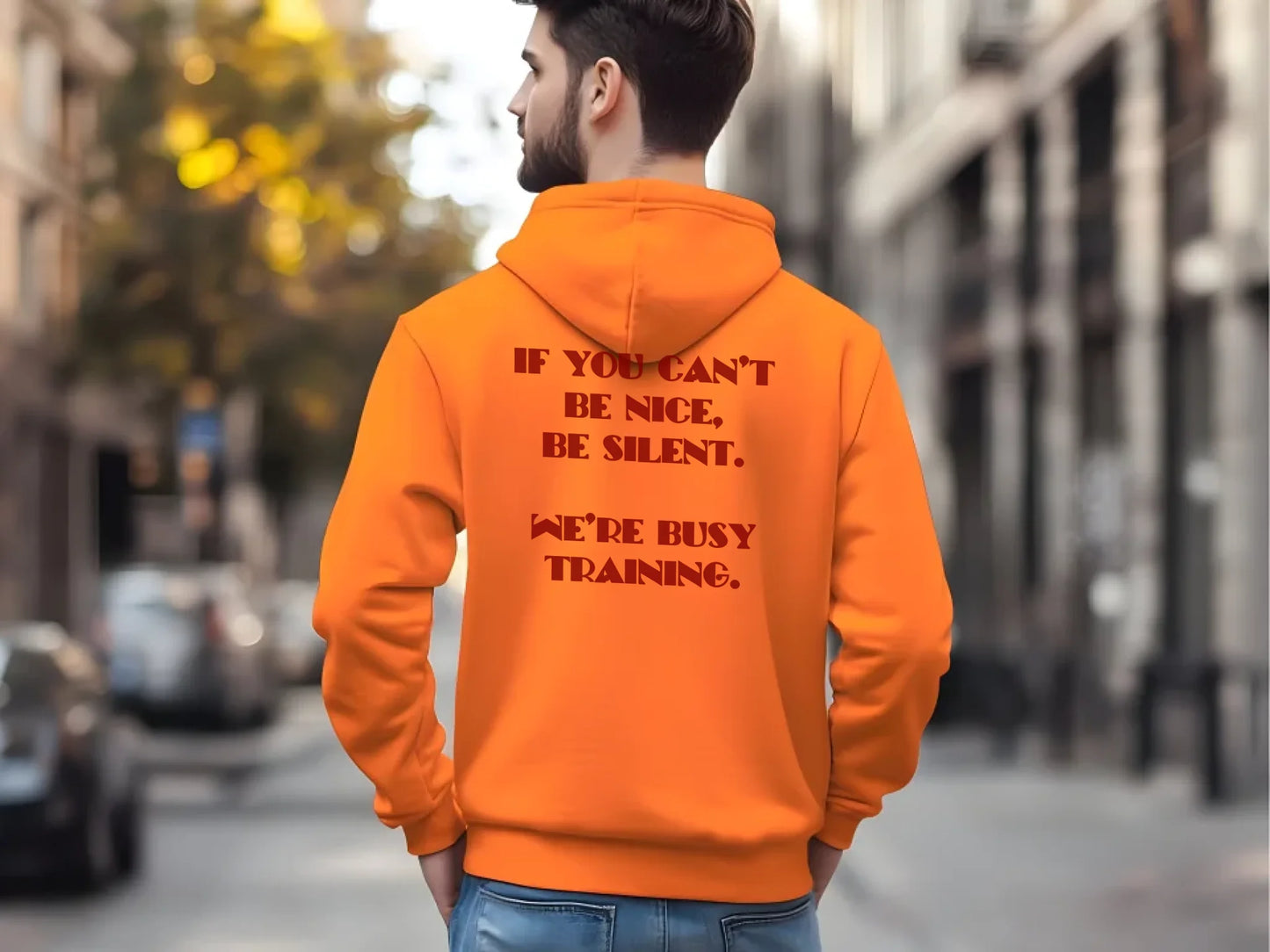 Orange Gildan 18500 Men Hoodie Mockup 8