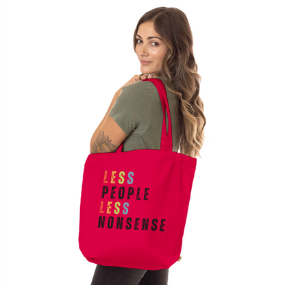 LESS PEOPLE LESS NONESENSE Organic Tote Bag | Unique & Fun Gift For Dog Lovers