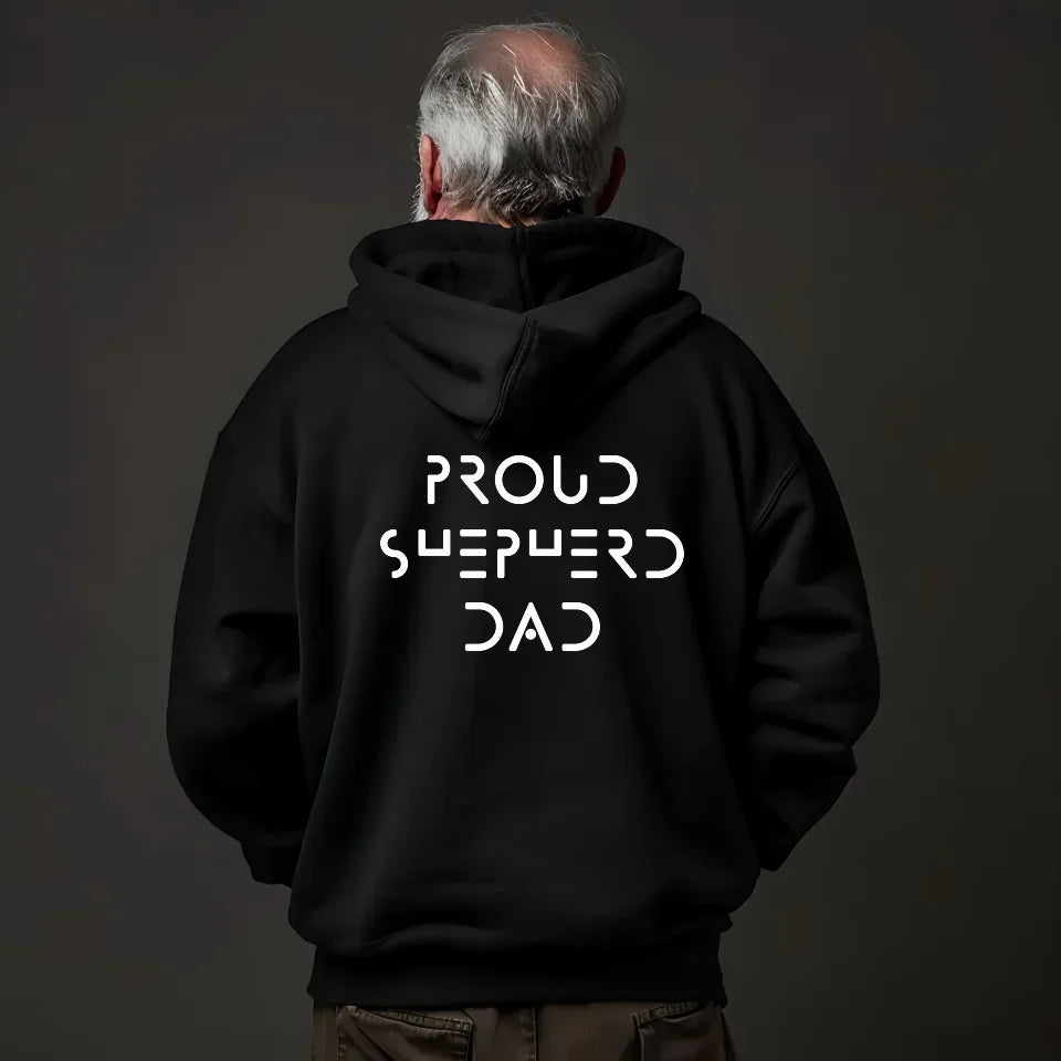 Personalised hoodie with bold back text that can be customised for any dog parent. Great gift for pet mums and dads to show breed pride, humour, or heartfelt messages.