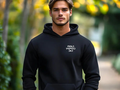 Personalised dog parent hoodie with custom front text. Ideal for pet lovers who want to add their own message, name, or quote — great for everyday wear, training walks, or thoughtful gifts.
