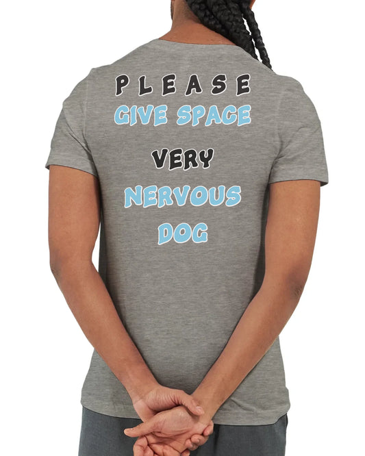 Custom dog awareness t-shirt with bold white-stroke lettering saying “PLEASE IGNORE DOG IN TRAINING.” Ideal for handlers, trainers, or pet parents of working, reactive, or service dogs needing focus and space in public.