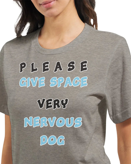 Custom dog awareness t-shirt with bold white-stroke lettering saying “PLEASE IGNORE DOG IN TRAINING.” Ideal for handlers, trainers, or pet parents of working, reactive, or service dogs needing focus and space in public.