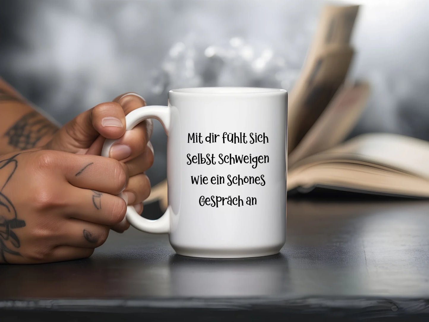 Large personalised white ceramic mug with Soul Mate text, heart, and elderly couple photo – custom gift for partner or grandparent