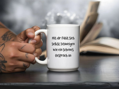 Large personalised white ceramic mug with Soul Mate text, heart, and elderly couple photo – custom gift for partner or grandparent