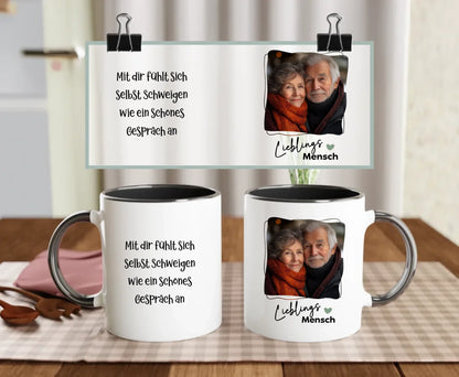 Personalised Soul Mate mug – black handle, custom photo, heartfelt gift