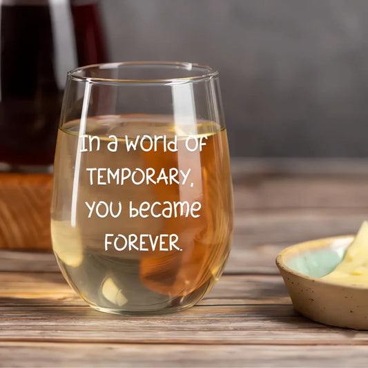 Back: Personalised Beach Family Wine Glass – Back View Her & Him Edition