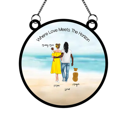 Close-up of Her & Him Edition personalised suncatcher