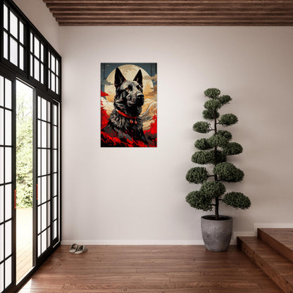Blossom Blade™ canvas in 60x90 cm with peaceful warrior Malinois artwork