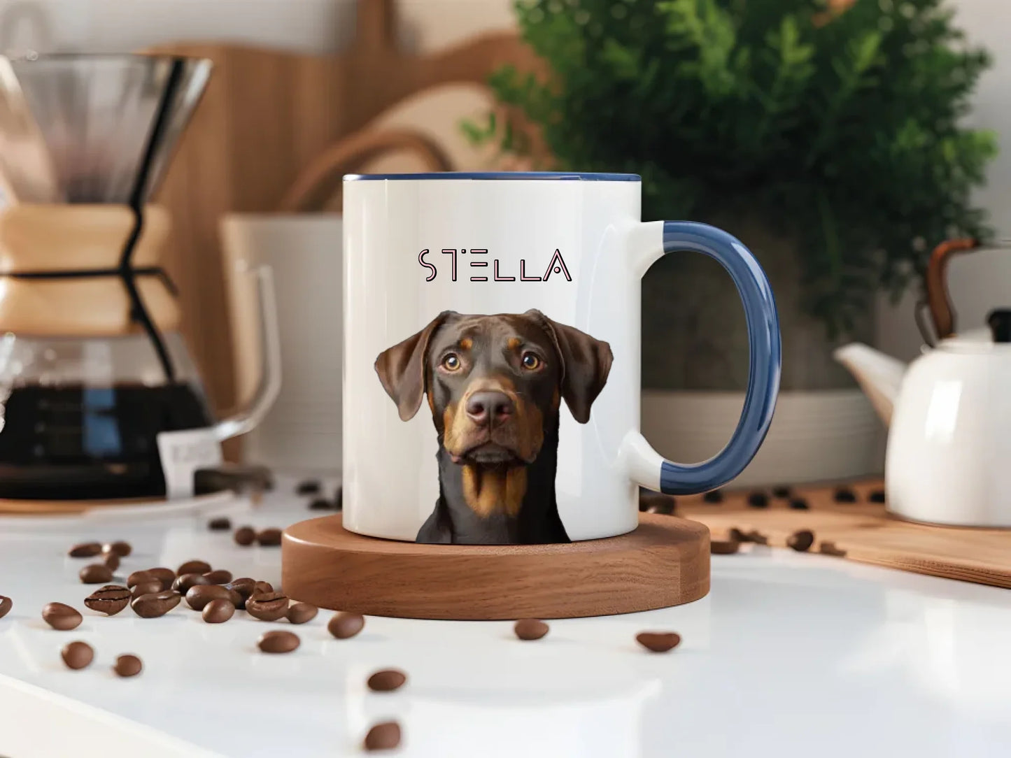 Front 11oz Coloured Navy: Personalised Dog Auntie Mug – Front View Navy 11oz