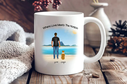 Front 11oz: Personalised Dog Dad Mug – Front View 11oz Beach Family Edition for Single Parents
