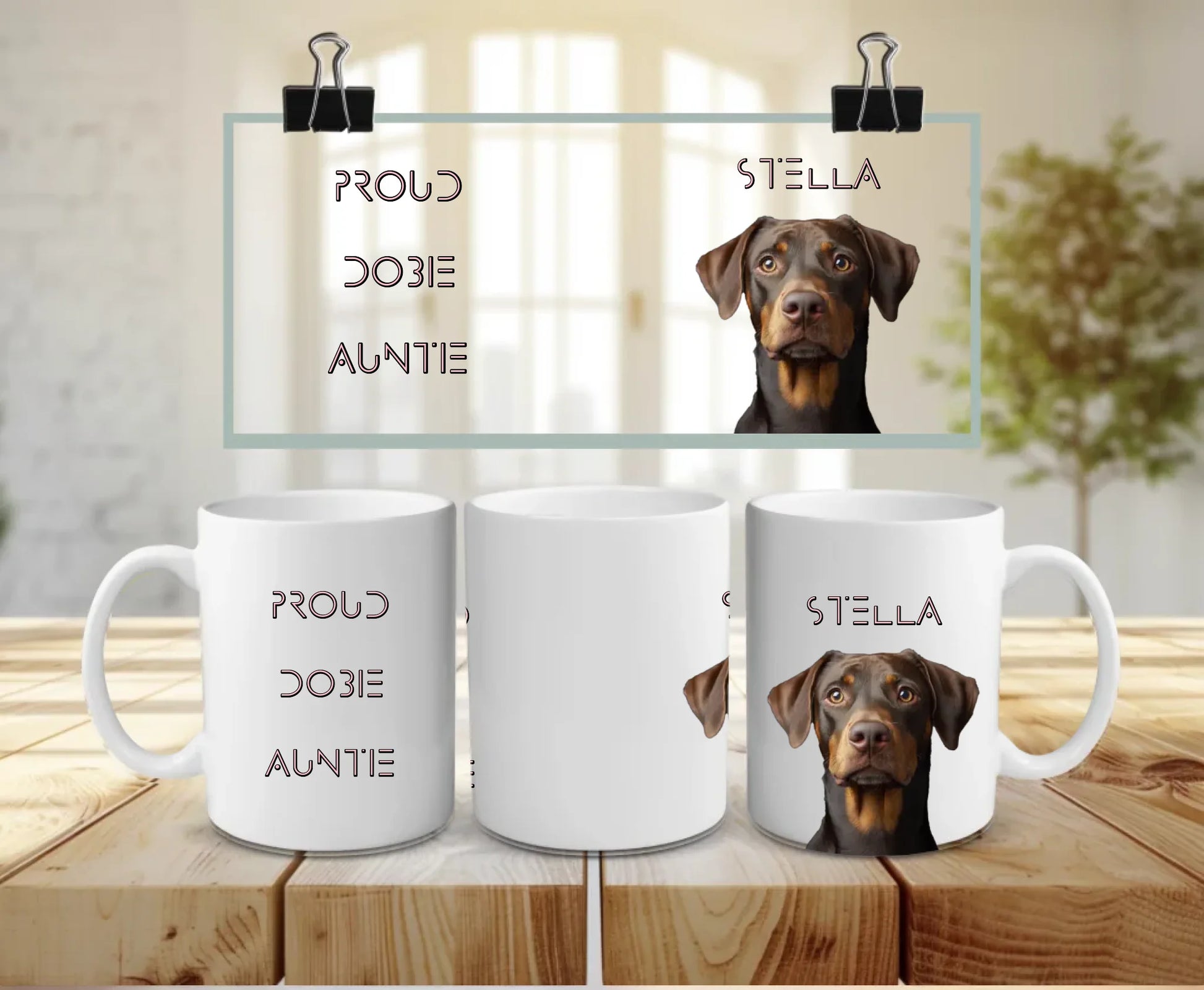 Front & Back 11oz: Personalised Dog Auntie Mug – Full Front and Back View 11oz Custom Gift