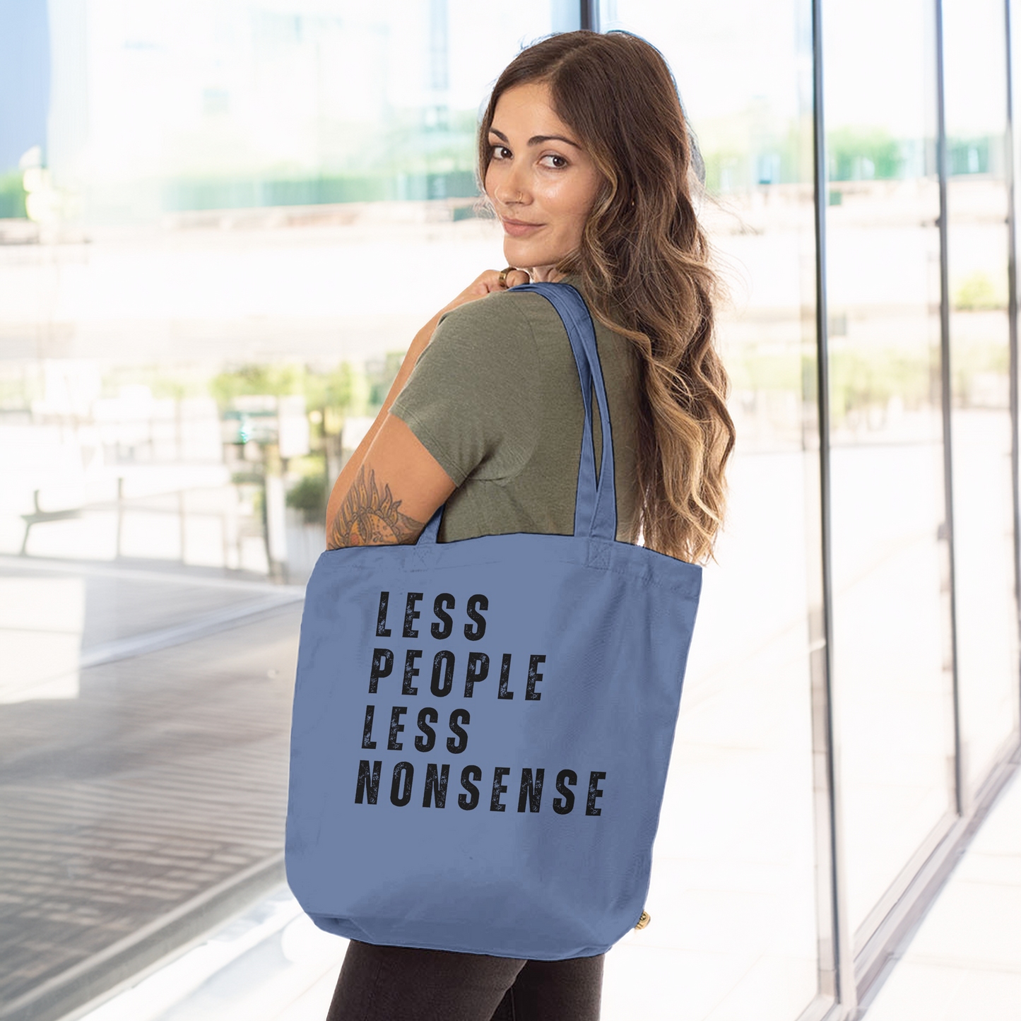 LESS PEOPLE LESS NONESENSE Organic Tote Bag | Unique & Fun Gift For Dog Lovers