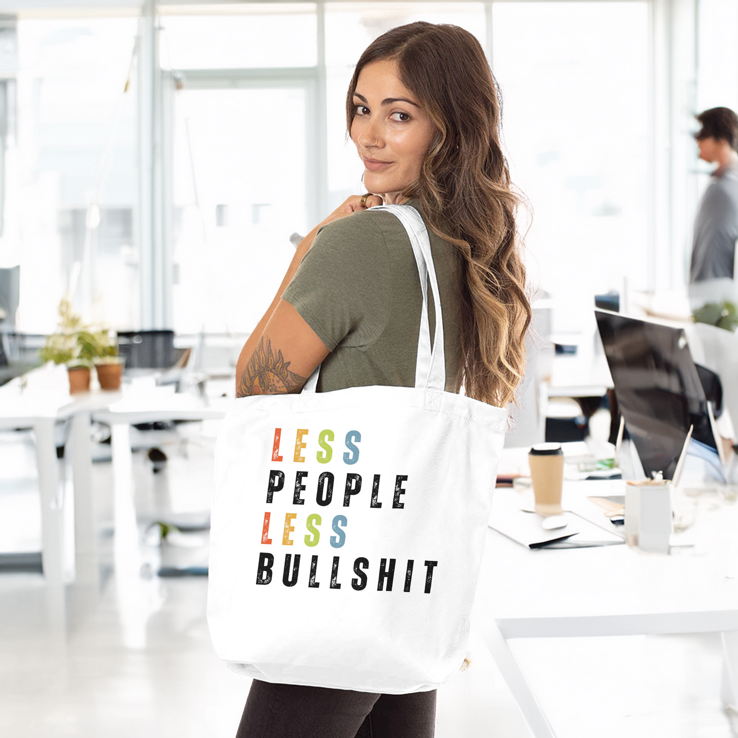 LESS PEOPLE LESS BULLSHIT Organic Tote Bag | Unique & Fun Gift For Dog Lovers