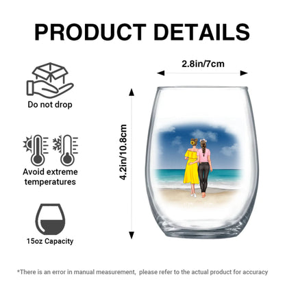 Size guide for personalised Her & Her LGBTQ+ family wine glass